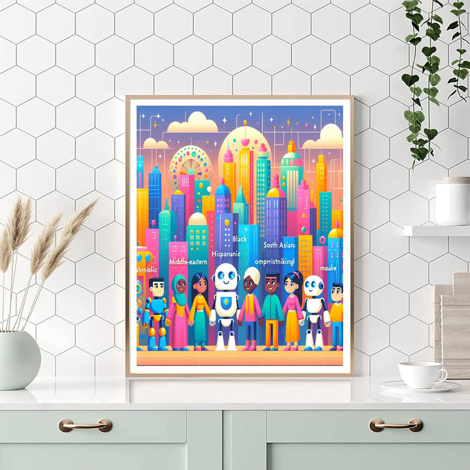 Robot Utopia Number Painting