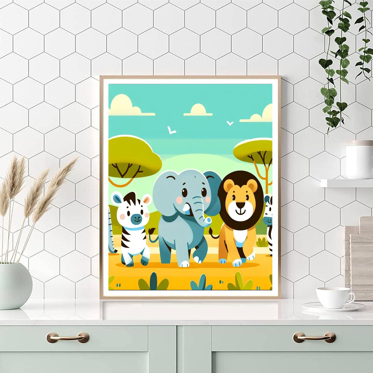 Bright Animal Safari Painting By Numbers Kit