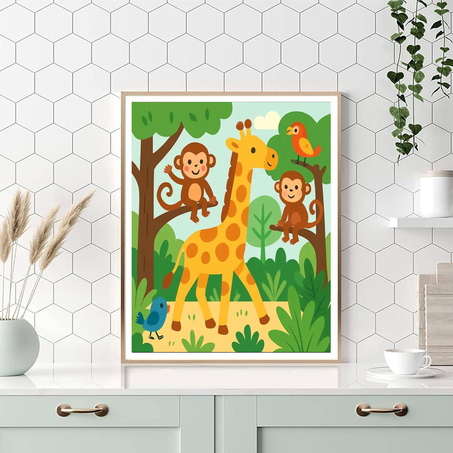 Giraffe's Jungle Stroll Numbered Painting Kits