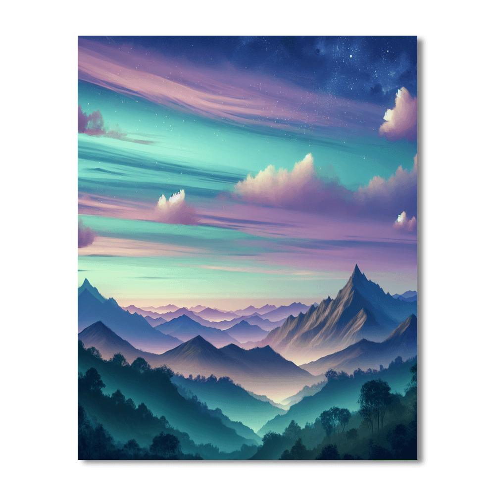 Mystical Mountain Range Escape Paint By Number