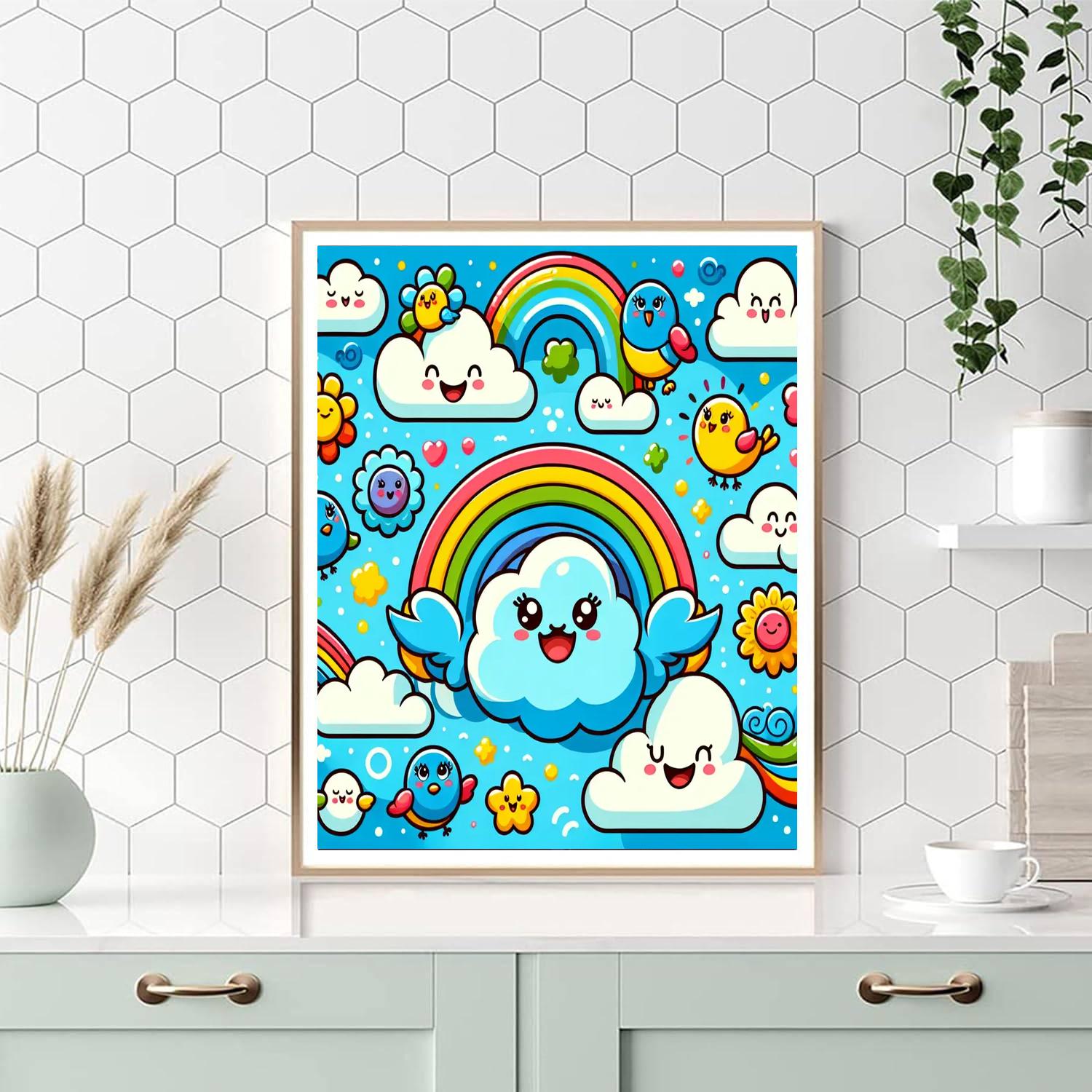 Whimsical Adventures In The Clouds Number Painting