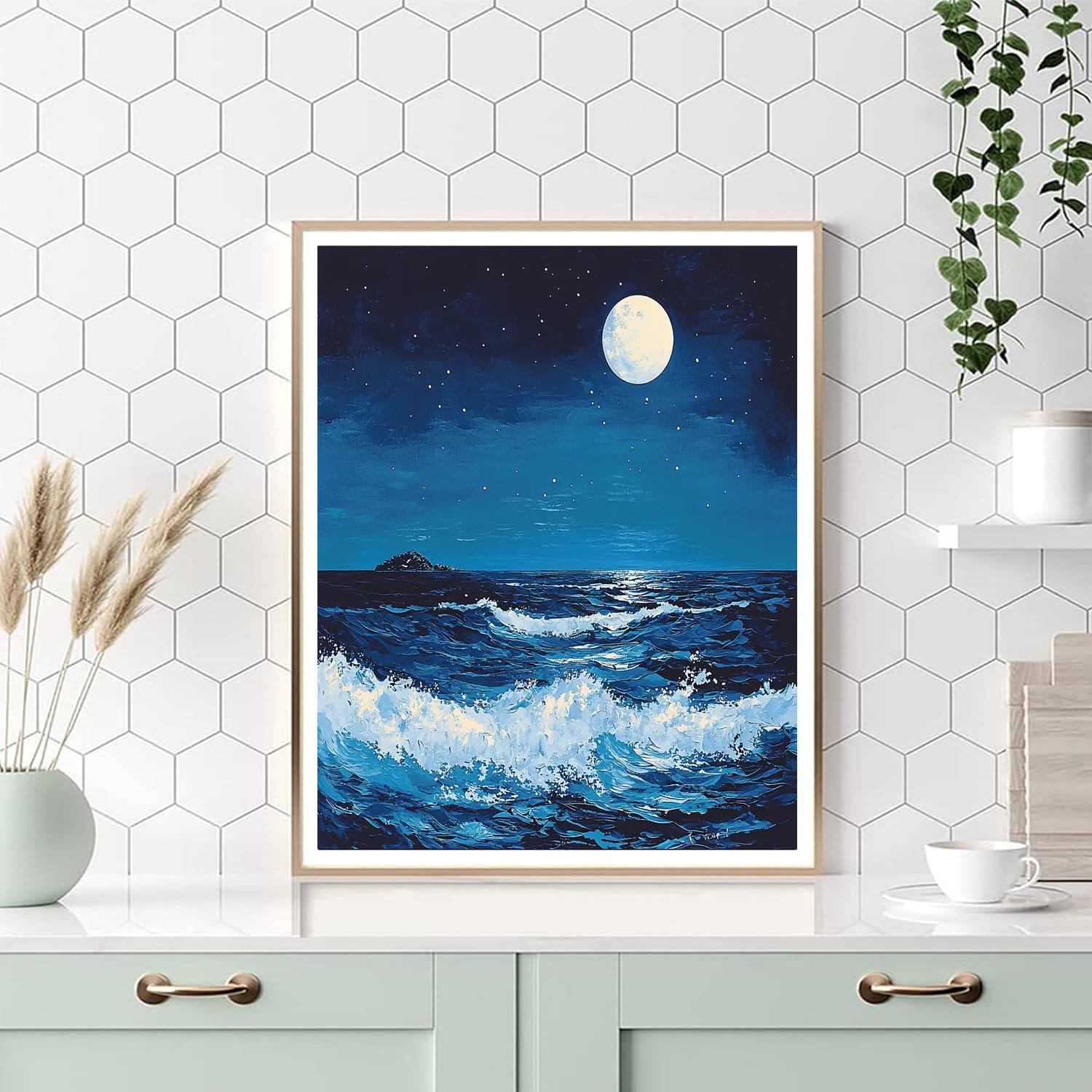 Utagawa Hiroshige Inspired Night's Gentle Waves  Painting By Numbers Kit