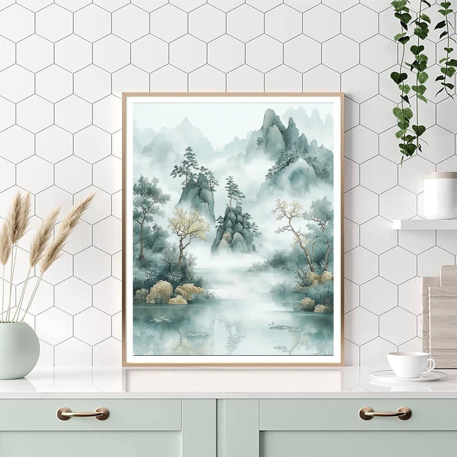 Zhao Mengfu Inspired Journey Through Misty Woods  Paint By Number