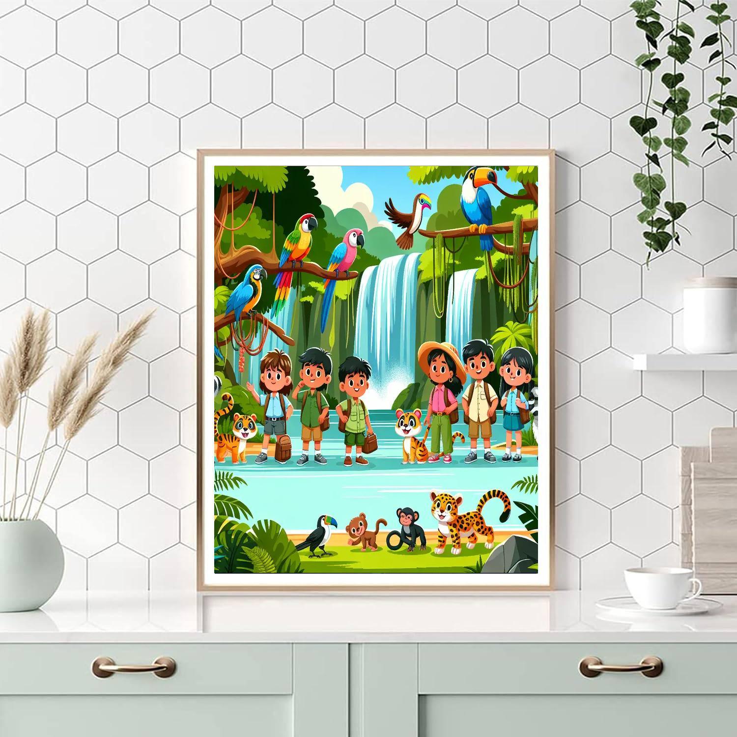Vibrant Rainforest Safari Painting Number Kit
