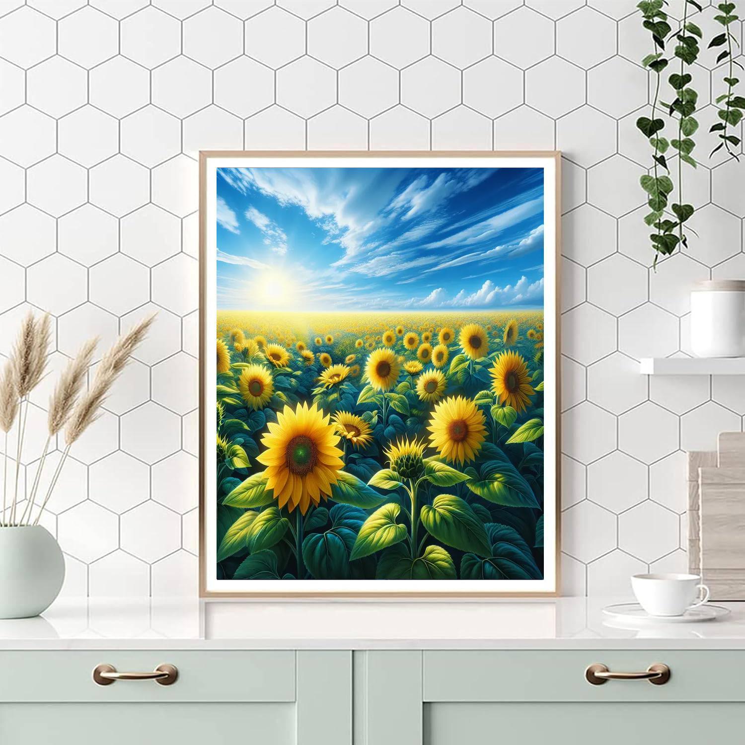 Glorious Sunflower Fields Painting Number Kit