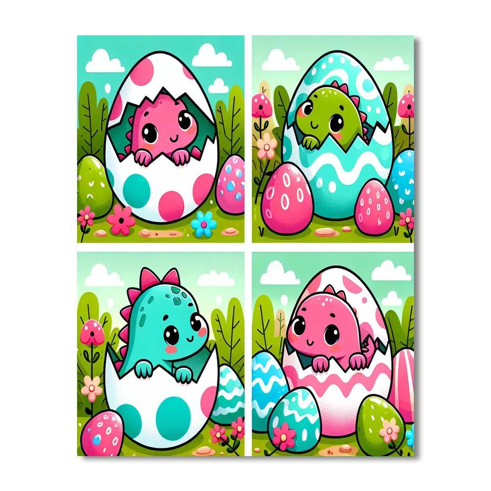 Curious Dinosaur Eggs Paint By Numbers Art