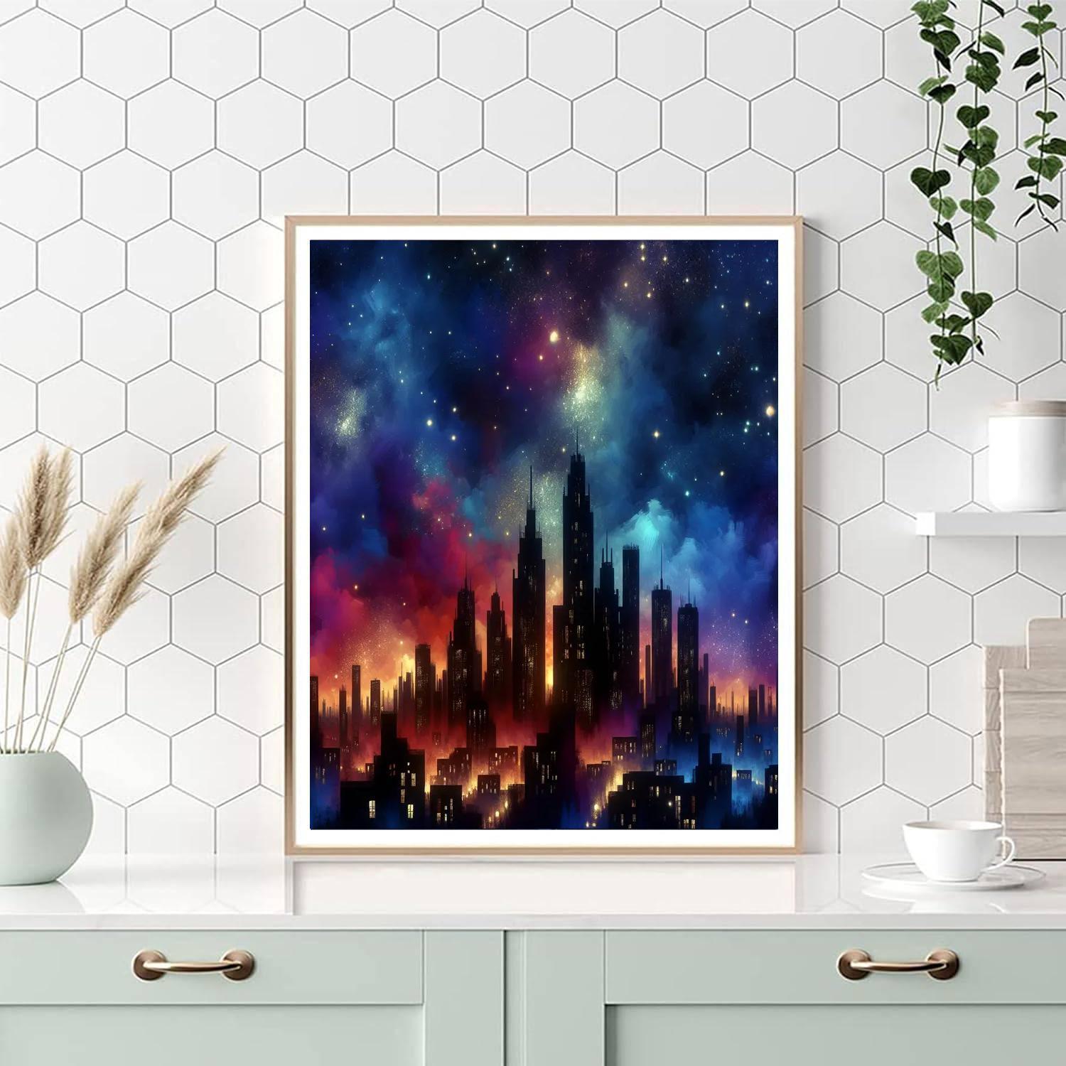 Celestial Night Skyline Numbered Painting Kits