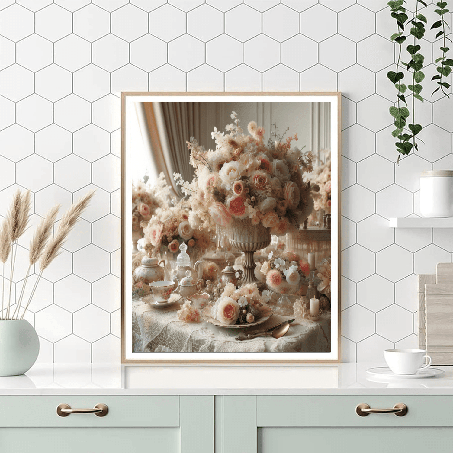 Vintage Floral Tea Party Paint By Number