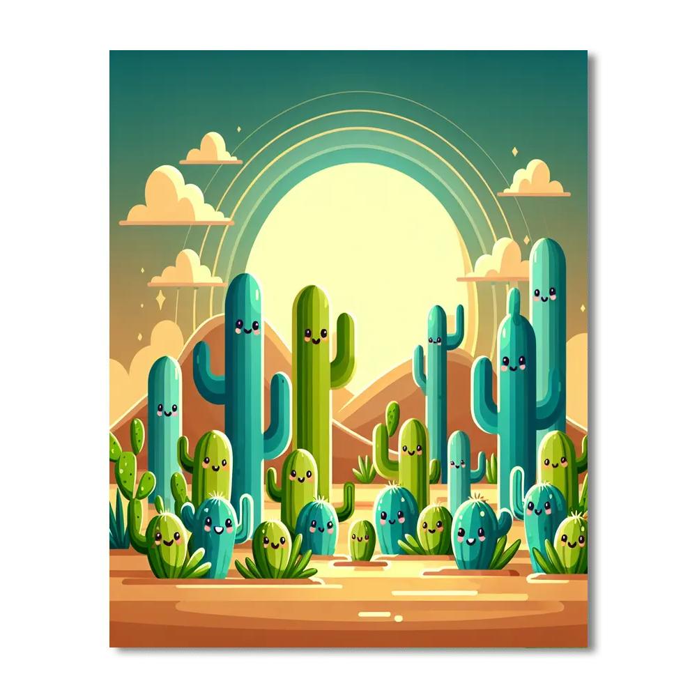 Charming Cactus Land Painting Number Kit