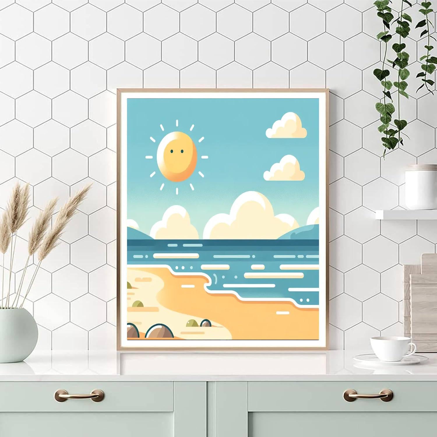 Serene Seaside Scene Paint By Numbers Art