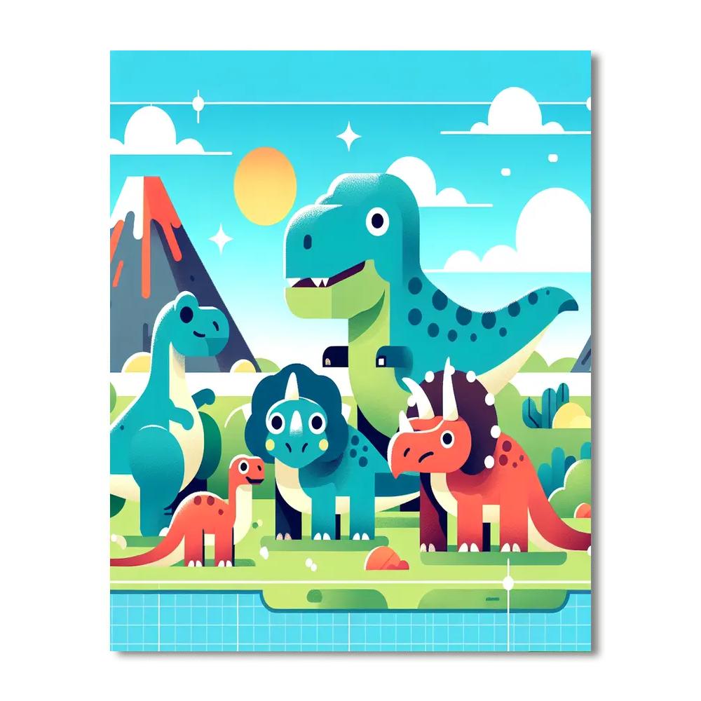 Dreamy Dino World Paint By Numbers Art