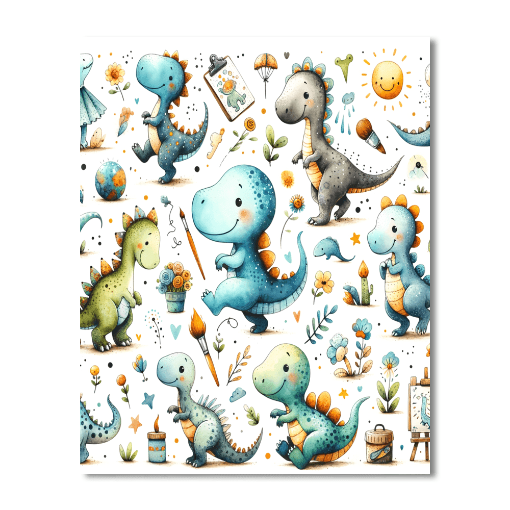 Dino Doodle Adventure - DIY Painting By Numbers Kit