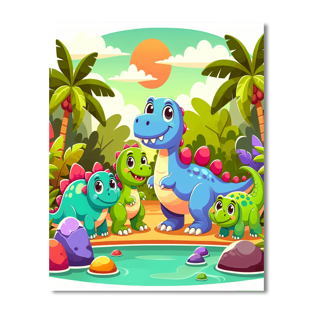 Cheerful Dinosaur Discovery Painting Number Kit
