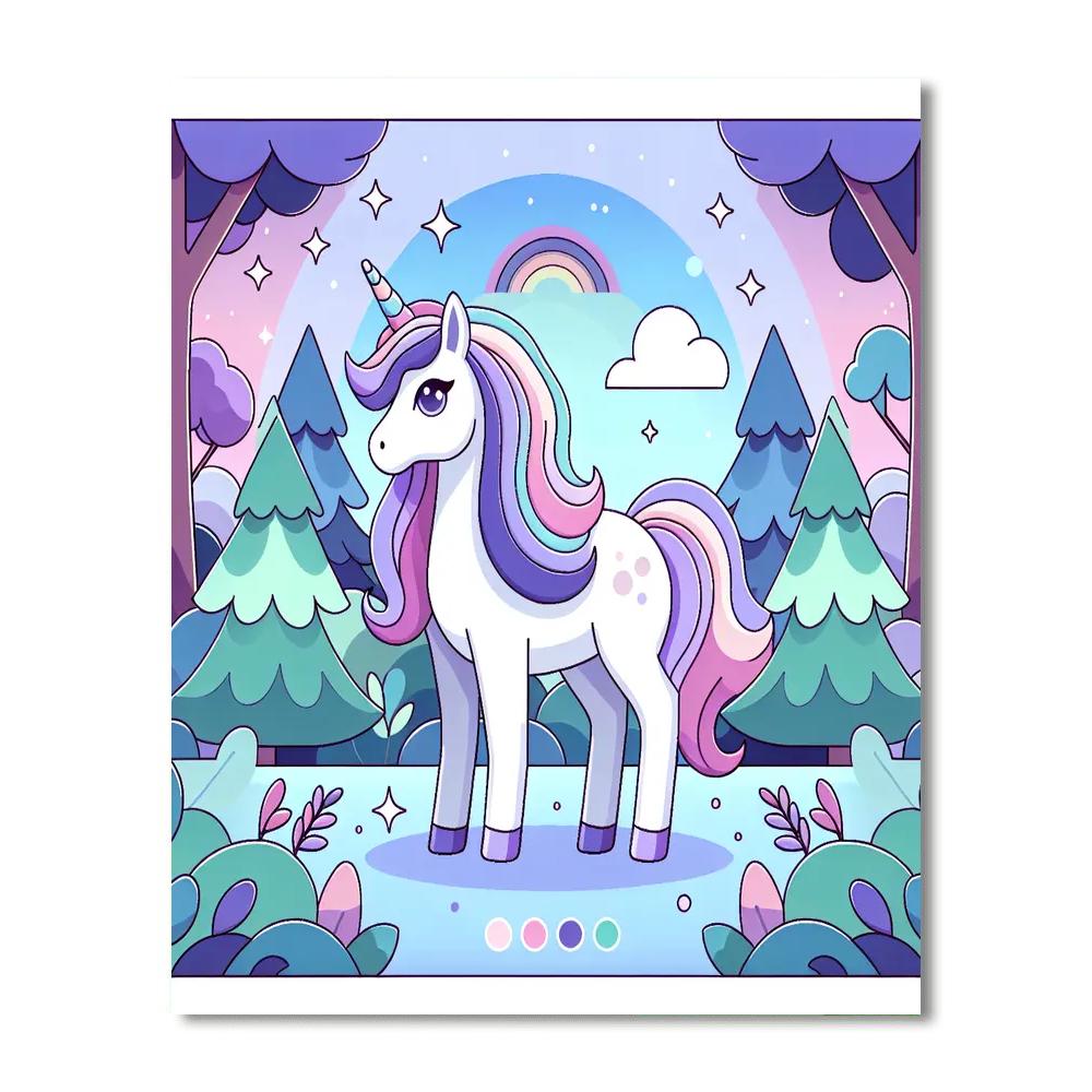 Enchanted Unicorn Woods Paint By Numbers