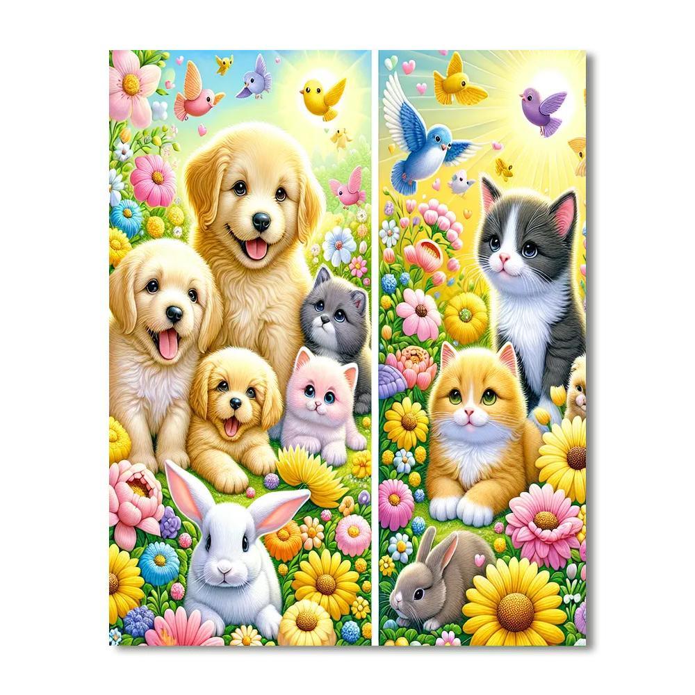 Cheerful Pet Friends Paint By Numbers Art