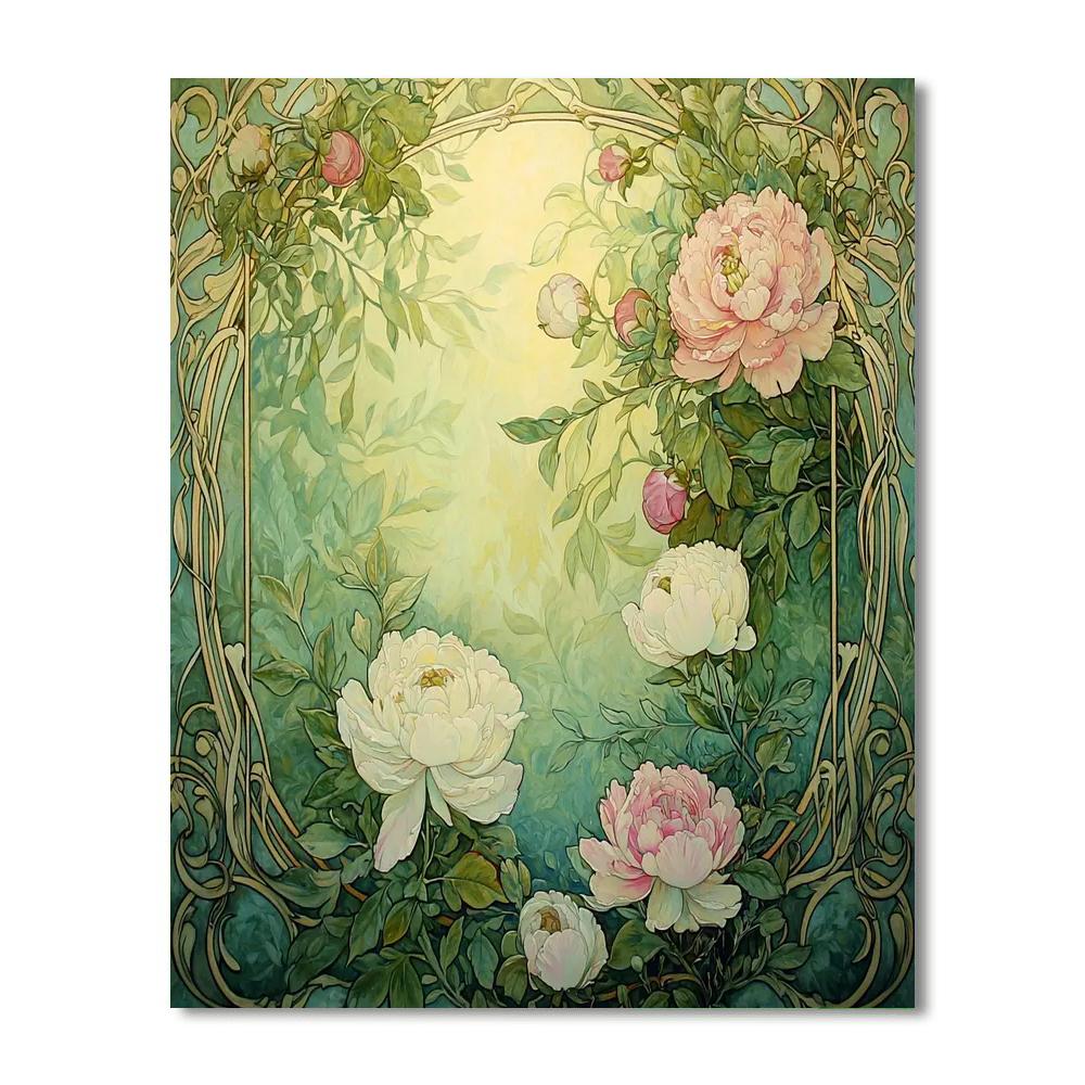 Alphonse Mucha Inspired Botanical Serenity  Paint By Numbers