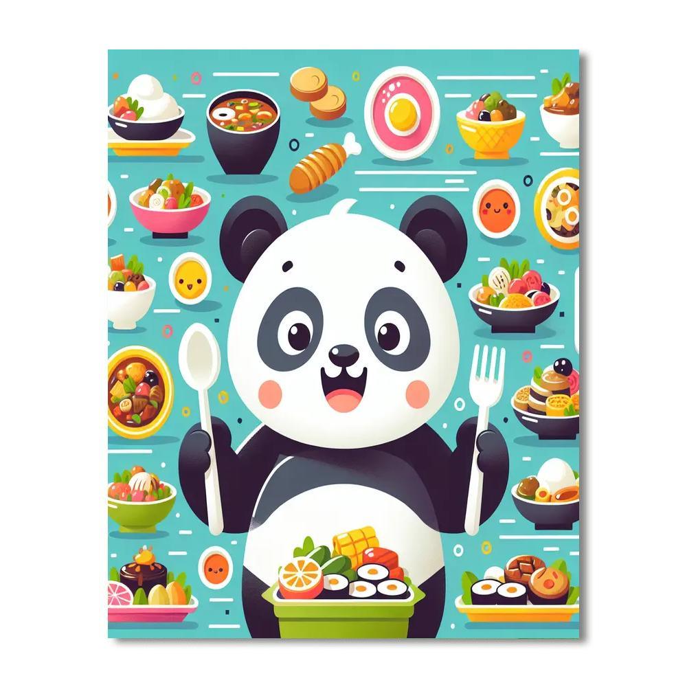 Panda's Culinary Quest Paint By Numbers Art
