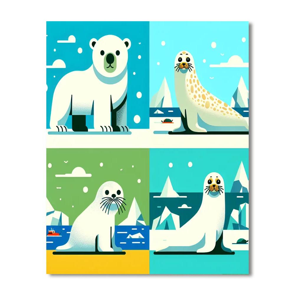 Arctic Animal Exploration Paint By Numbers Art