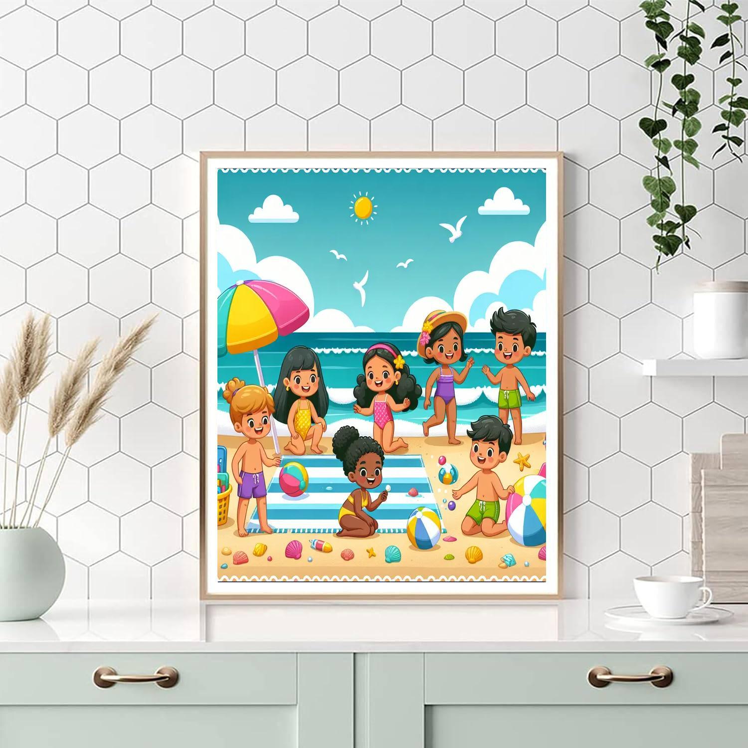 Playful Beach Day Number Painting