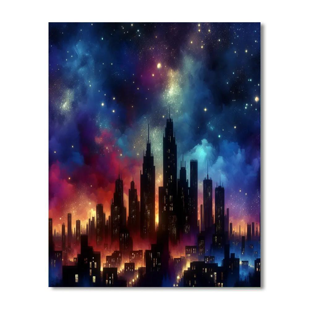 Celestial Night Skyline Numbered Painting Kits