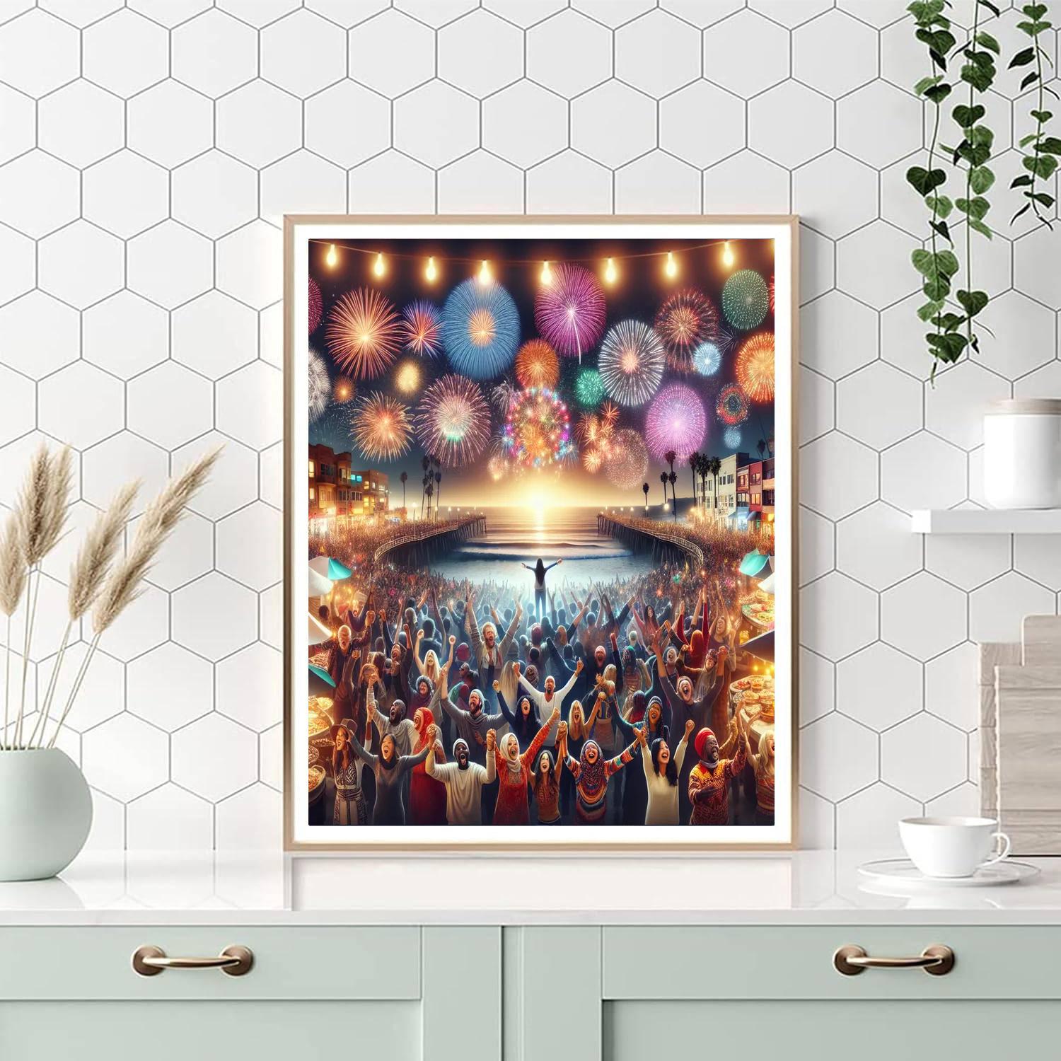 Valparaíso New Year’s Fireworks Number Painting