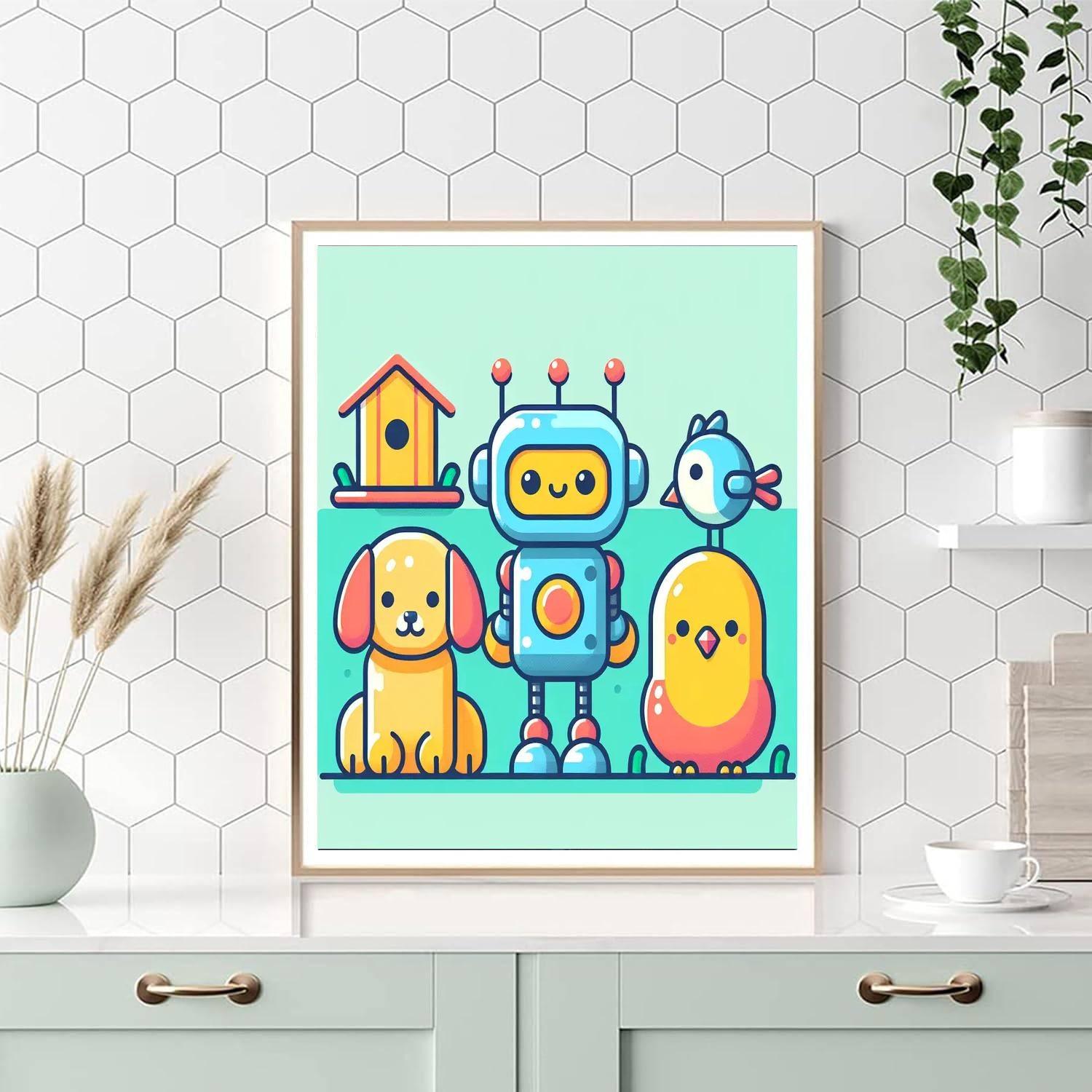 Funky Robot Pets Paint By Color