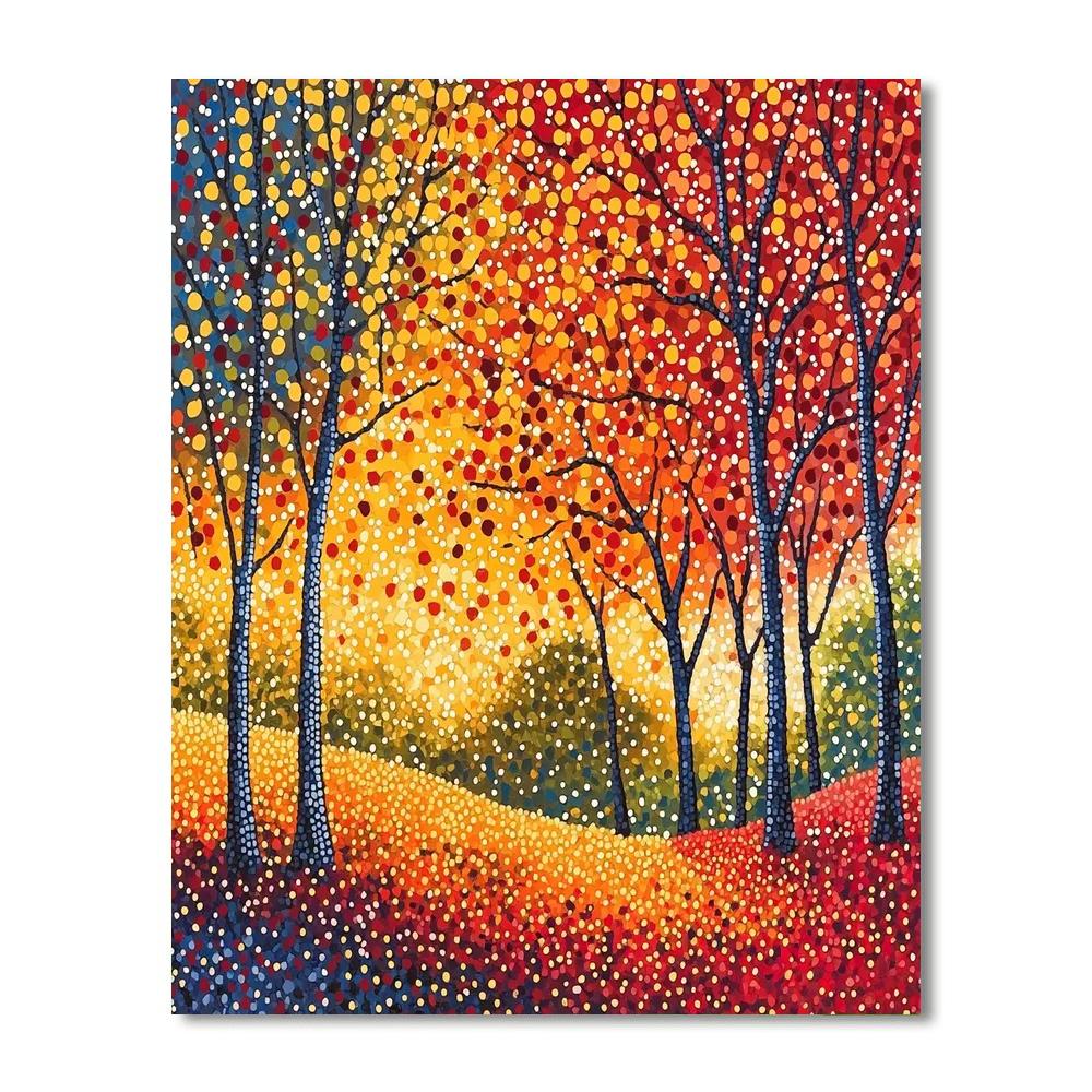 Georges Seurat Inspired Whimsical Autumn Glow  Paint By Numbers Art