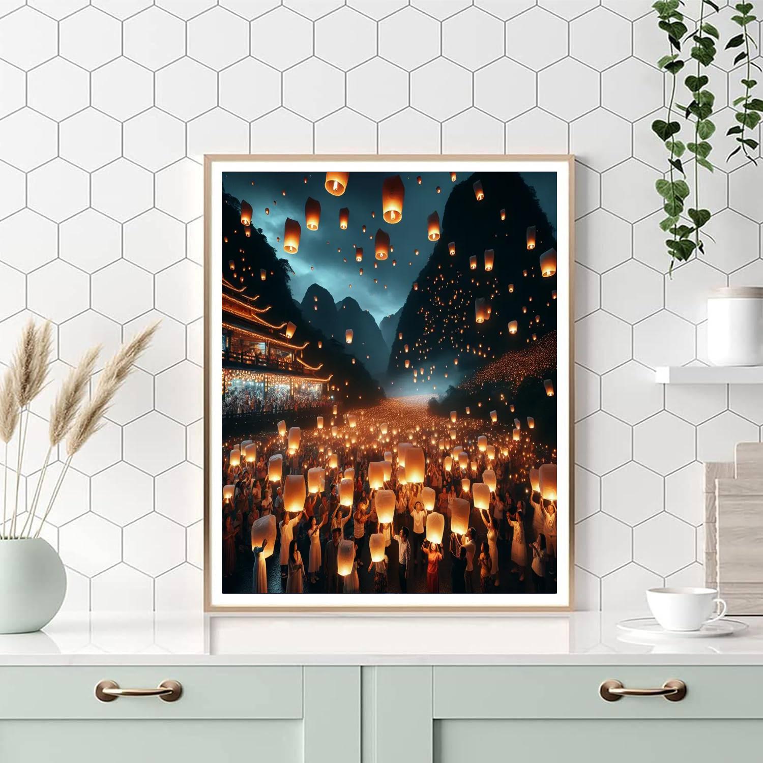 Pingxi Lantern Festival - Taipei, Taiwan Paint By Numbers Kits