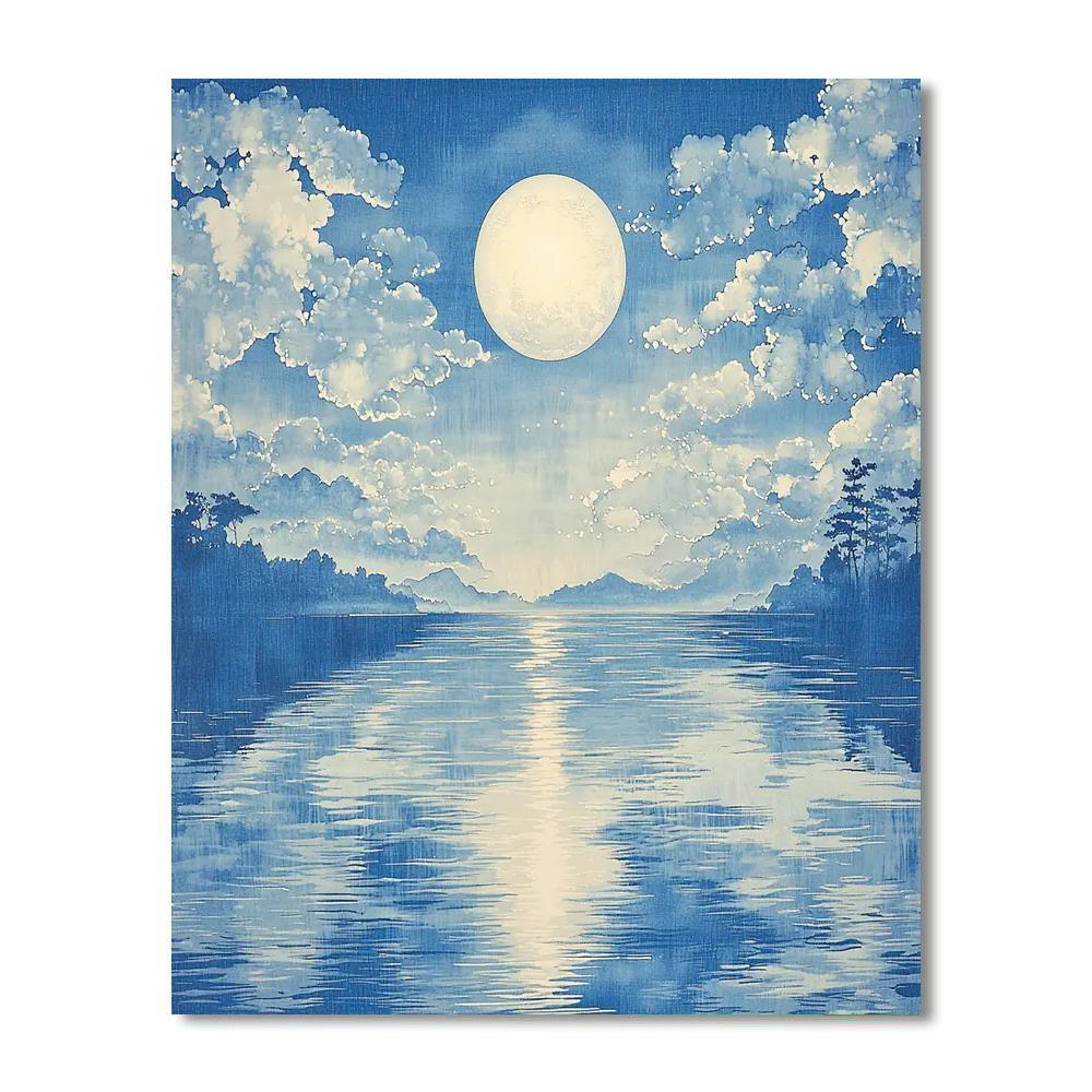 Utagawa Hiroshige Inspired Moonlit Tranquility  Paint By Number