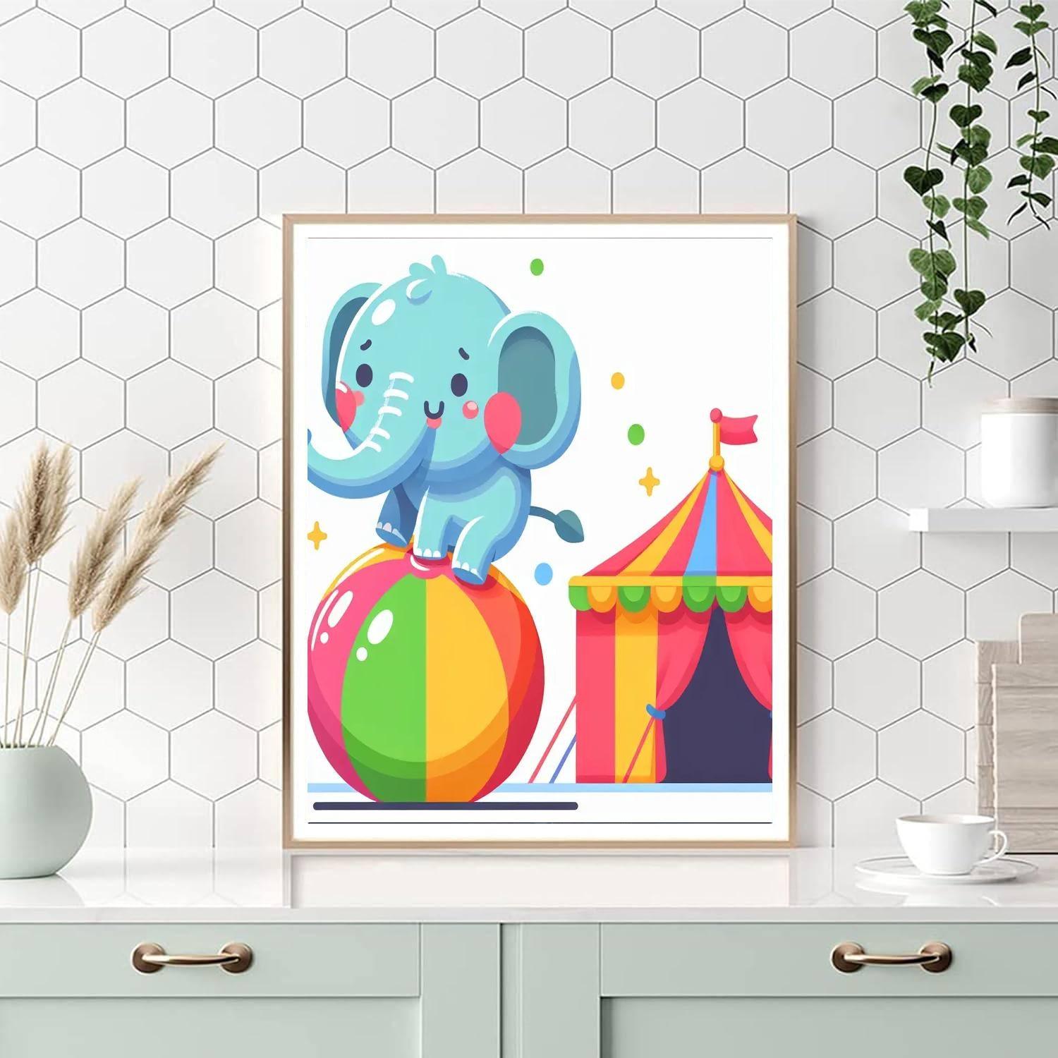 Lively Circus Elephant Numbered Painting Kits