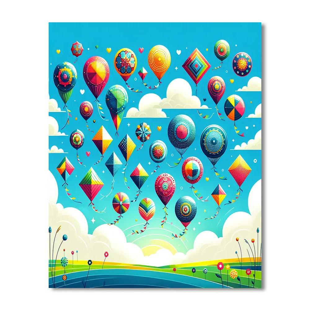 Rainbow Kites Flying Numbered Painting Kits