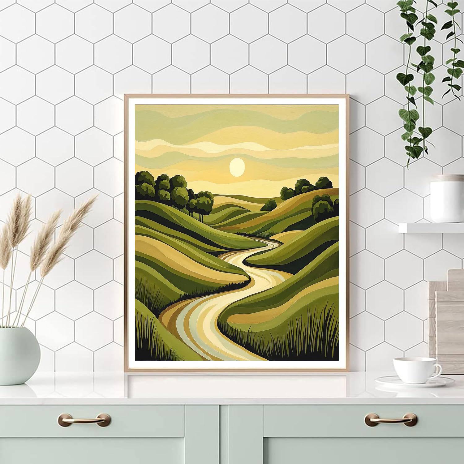 Nandalal Bose Inspired Whispers Of Verdant Vistas  Painting Number Kit