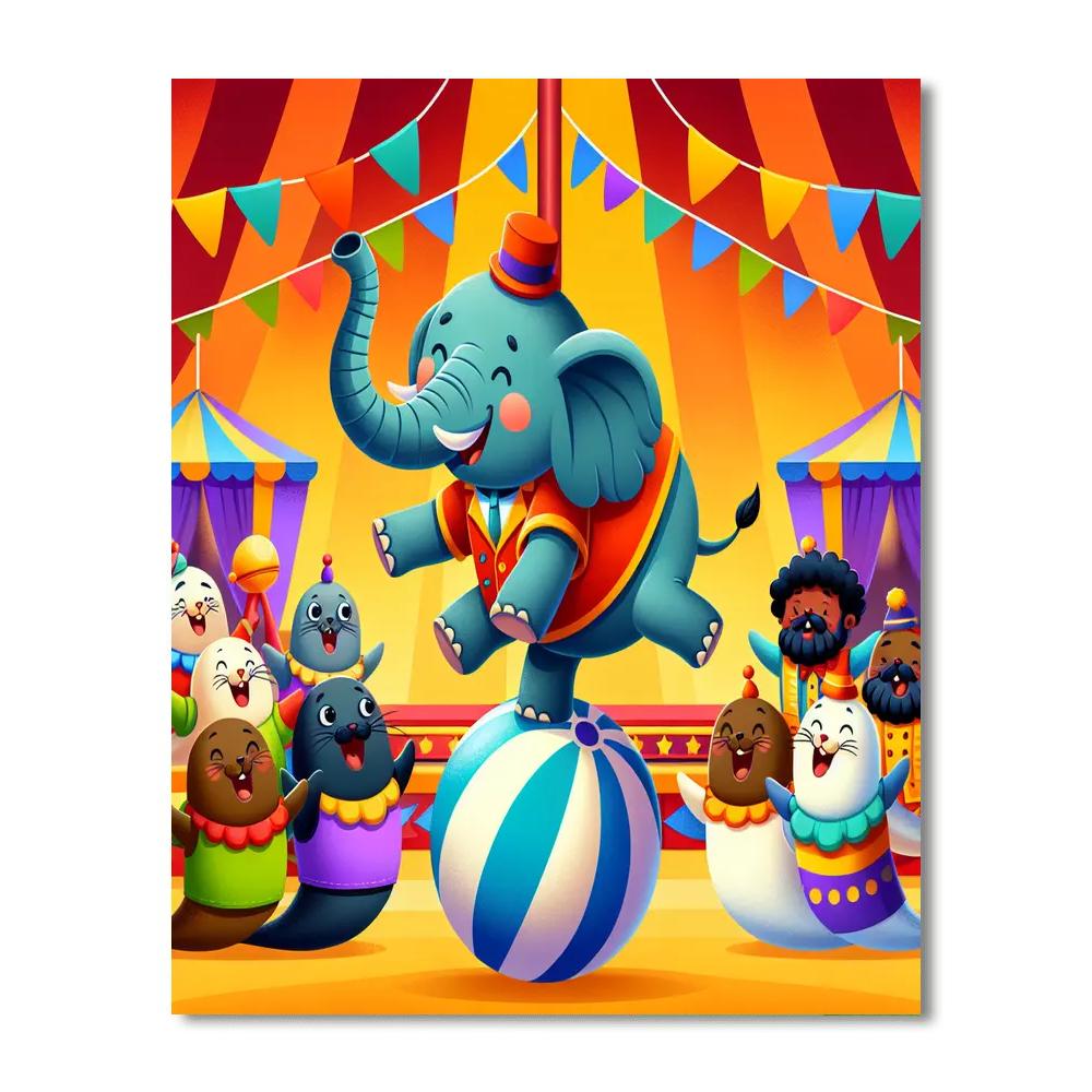 Cheerful Animal Circus Painting Number Kit