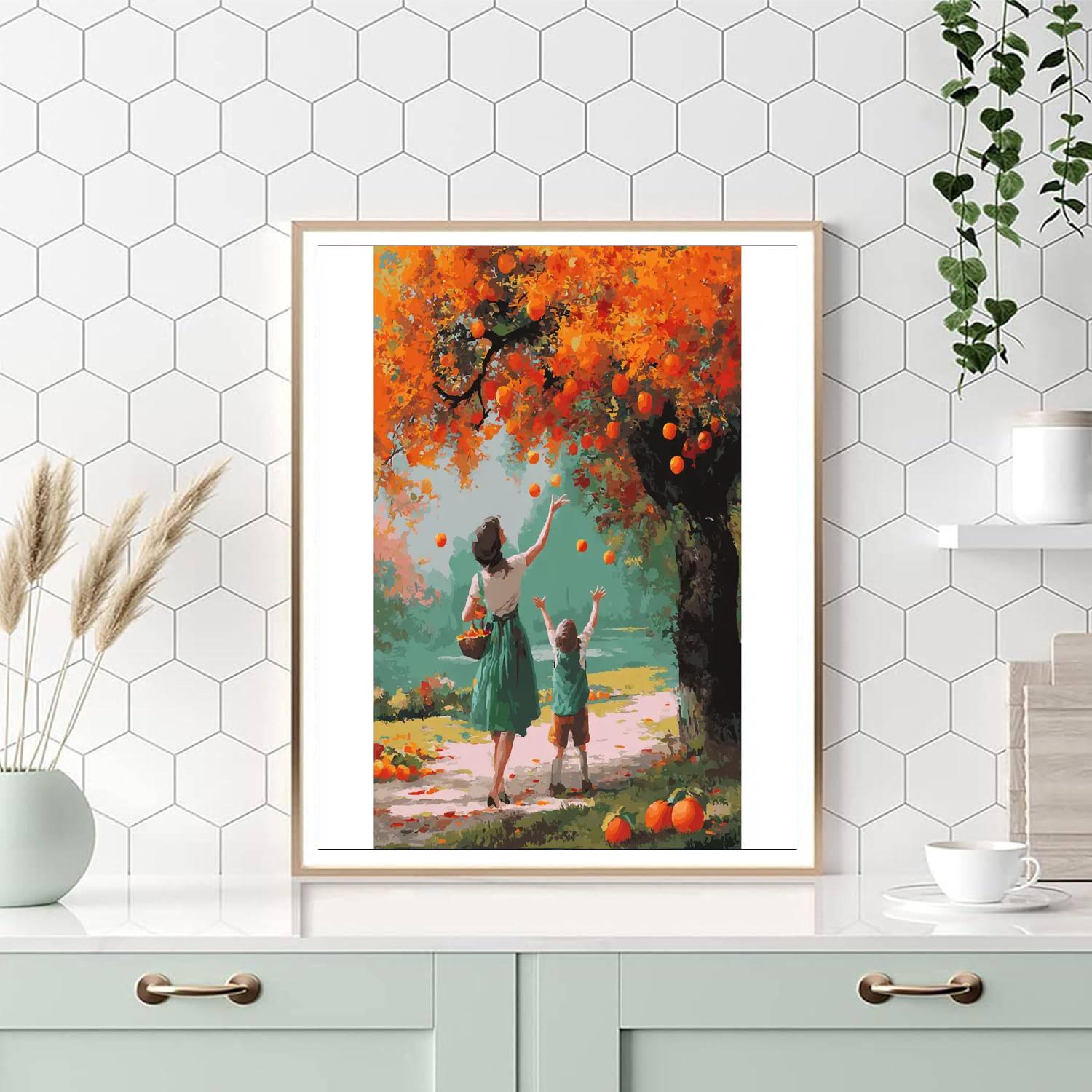 Playing In The Autumn Leaves Painting Number Kit