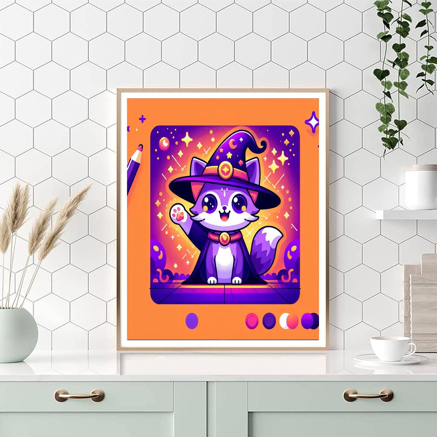 Silly Wizard Cat DIY Paint By Numbers