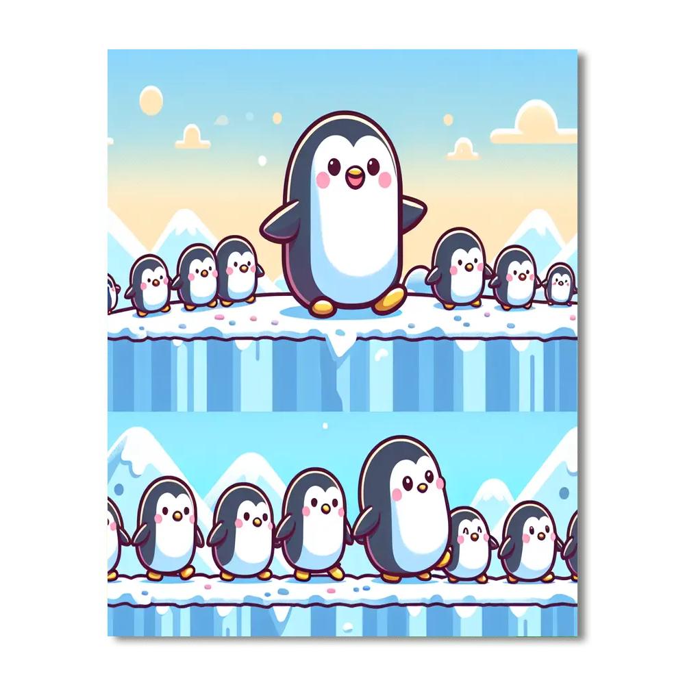 Precious Penguin Parade Painting Number Kit