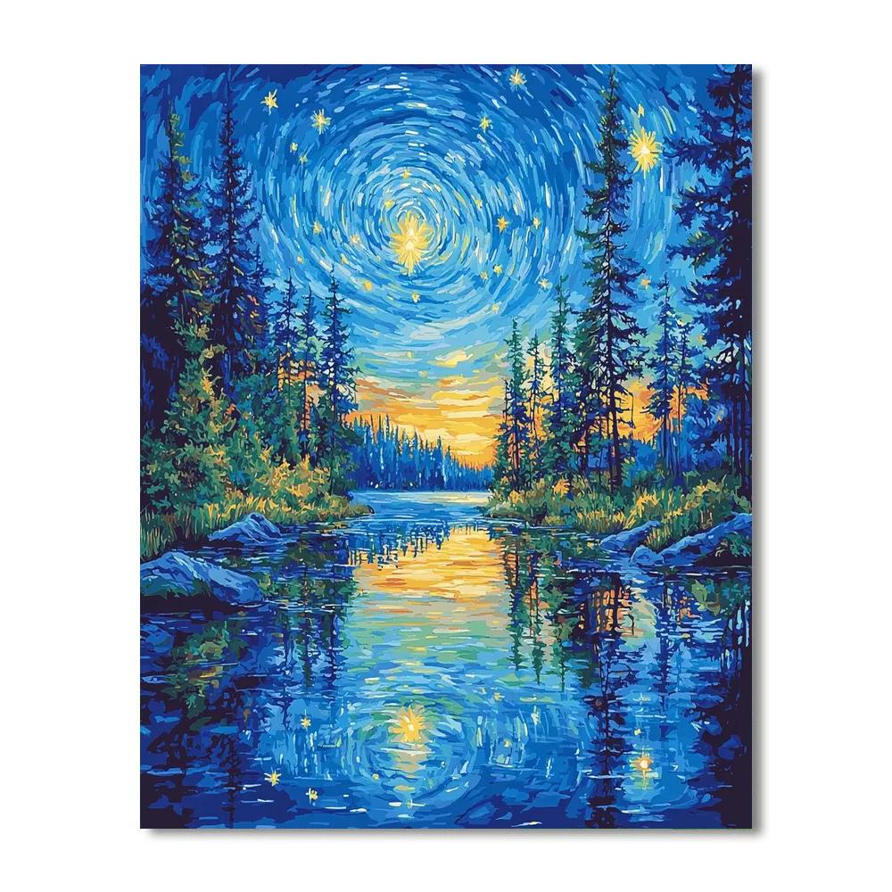 Van Gogh Inspired Night Sky Reflections  Paint By Numbers