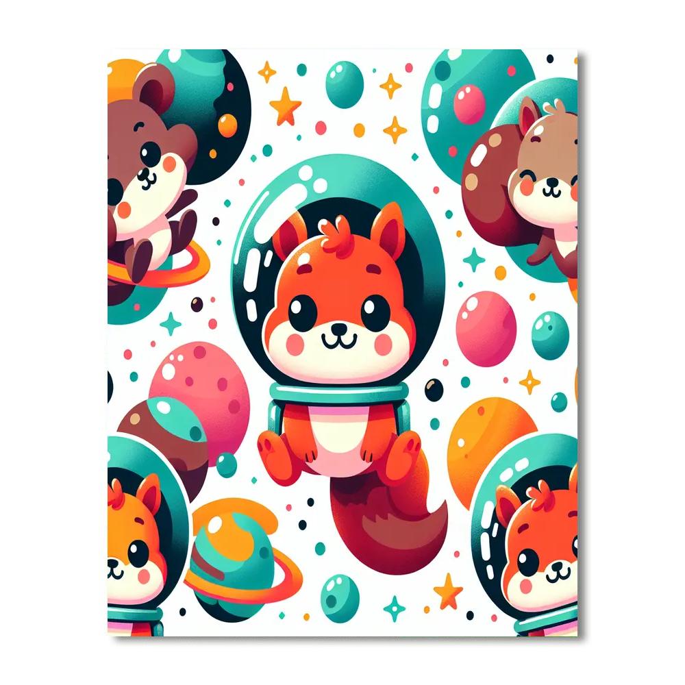 Space Safari Squirrels Numbered Painting Kits