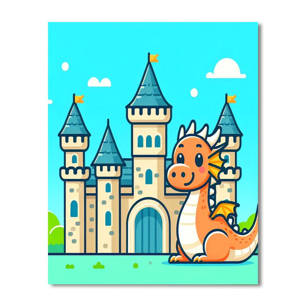 Friendly Dragon's Castle Numbered Painting Kits