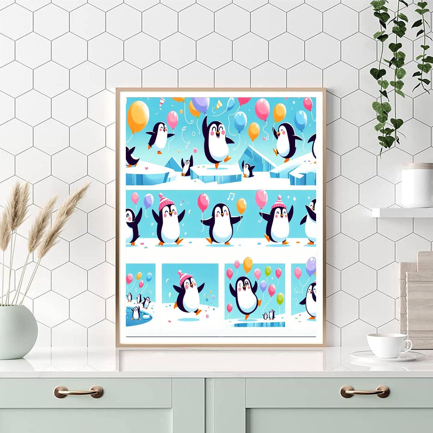 Antarctic Penguin Party Paint By Numbers Art