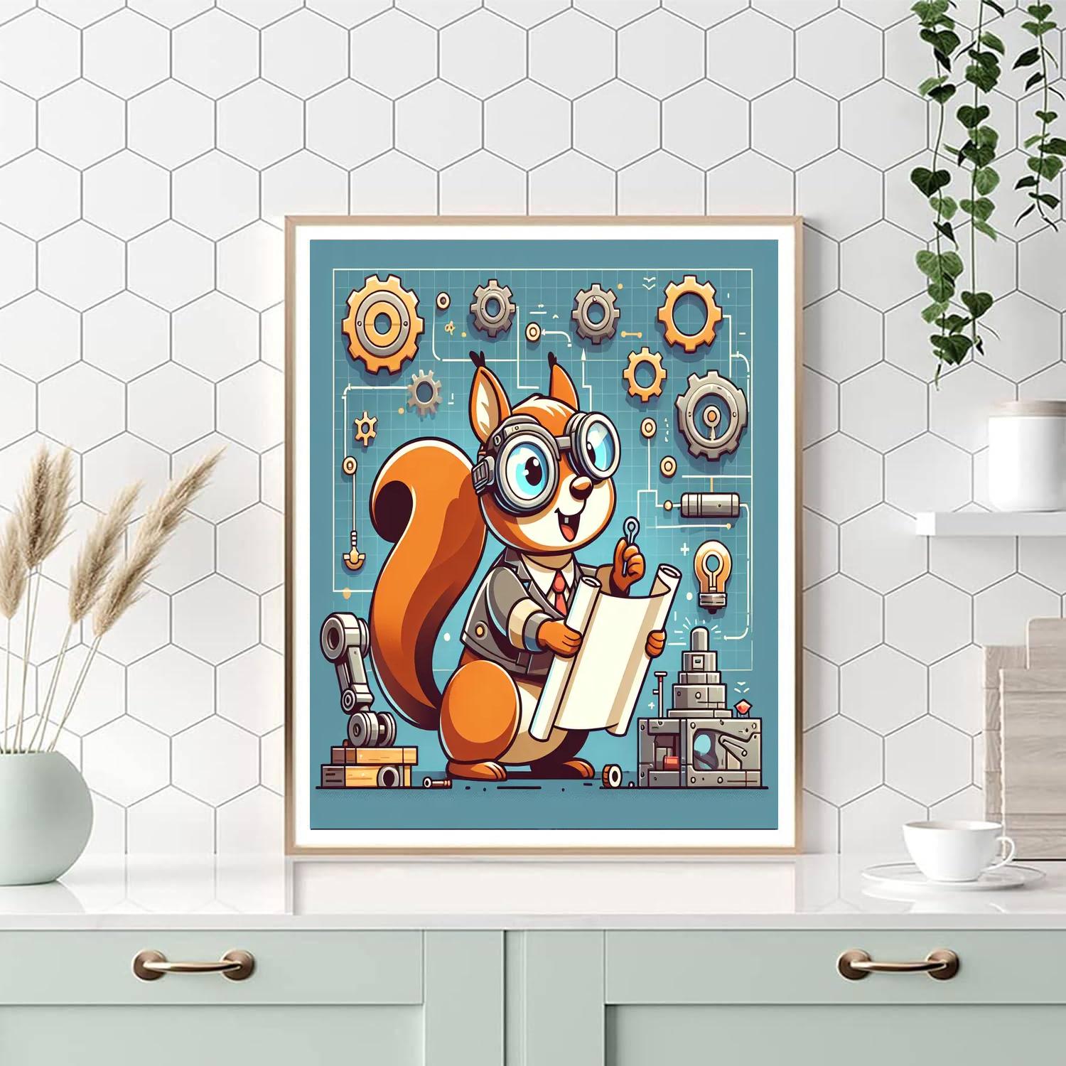 Inventor Squirrel Number Painting