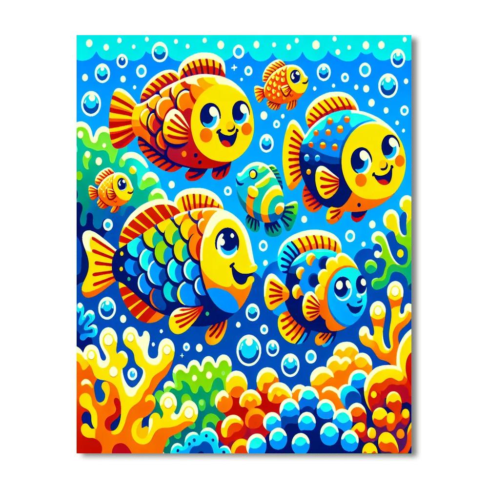 Colorful Fish Friends Number Painting