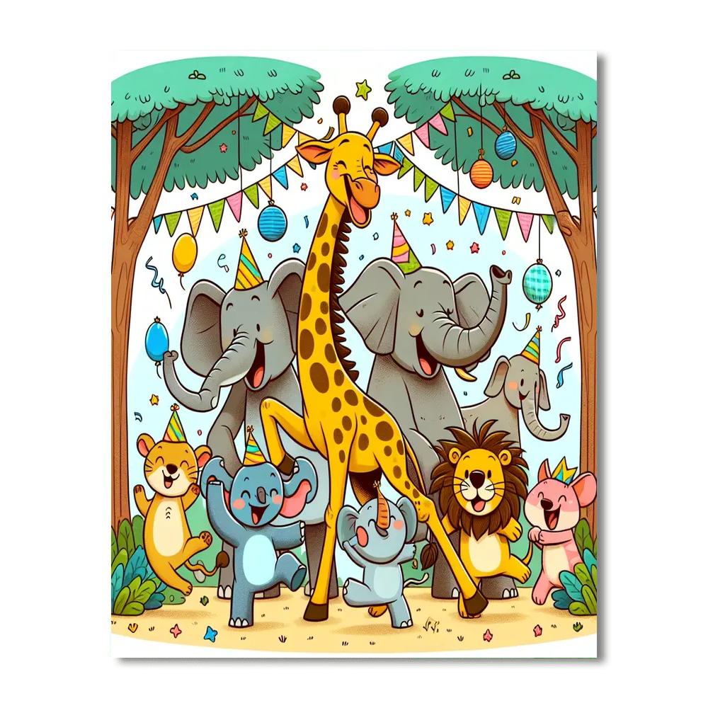 Cheerful Wild Animal Party DIY Paint By Numbers