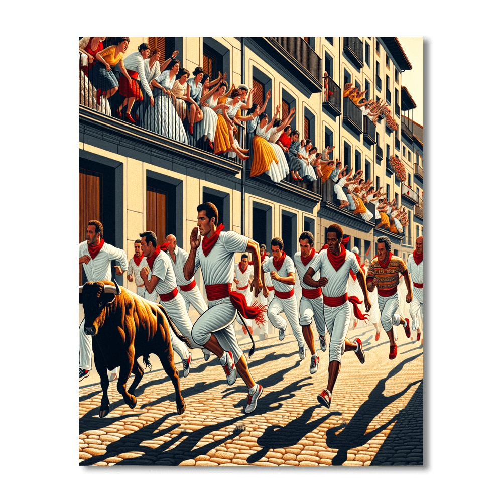 San Fermin Running Of The Bulls - Pamplona, Spain Number Painting