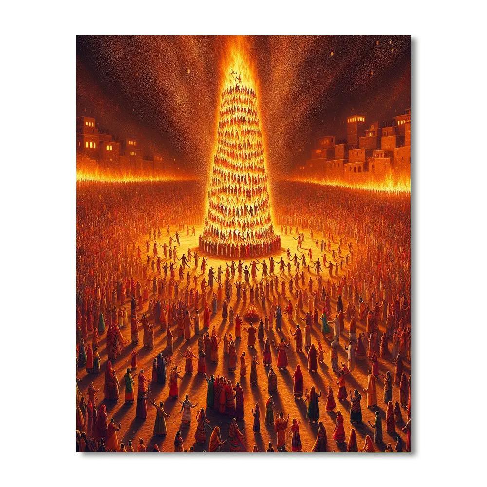 Holika Dahan Festival - India Paint By Numbers Art