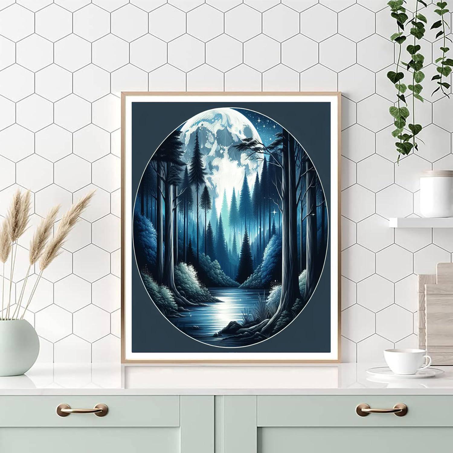 Mysterious Moonlit Forest Paint By Numbers