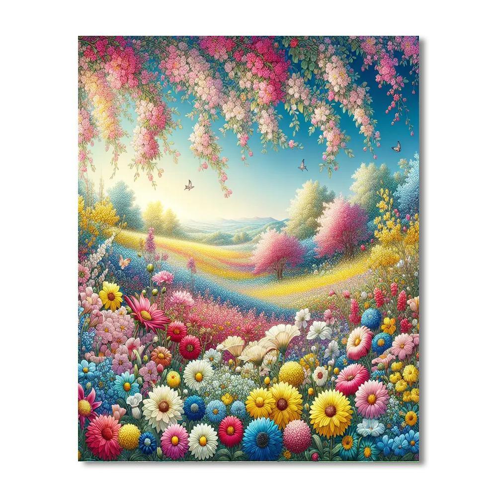 Cheerful Flower Parade Paint By Number