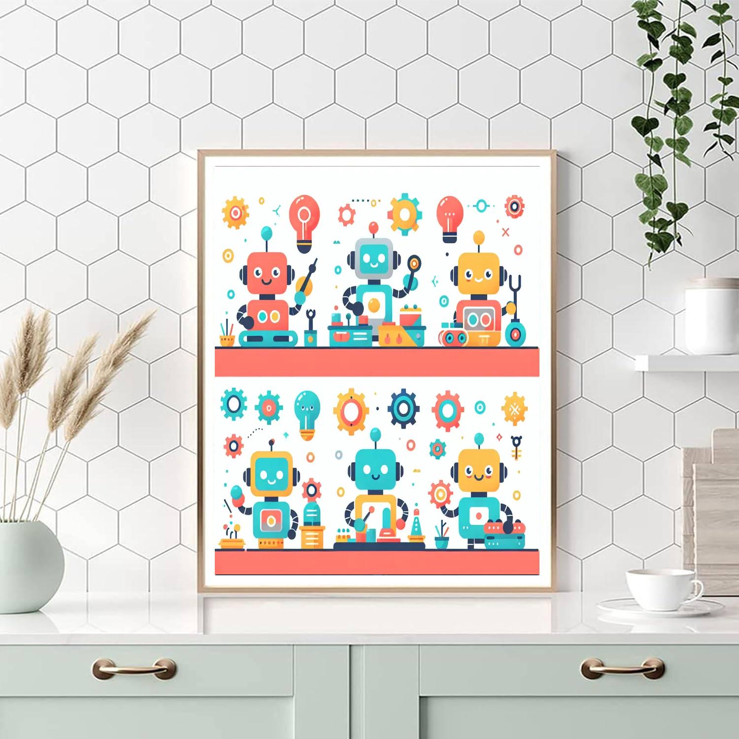 Inventive Robot Builders Paint By Numbers Art