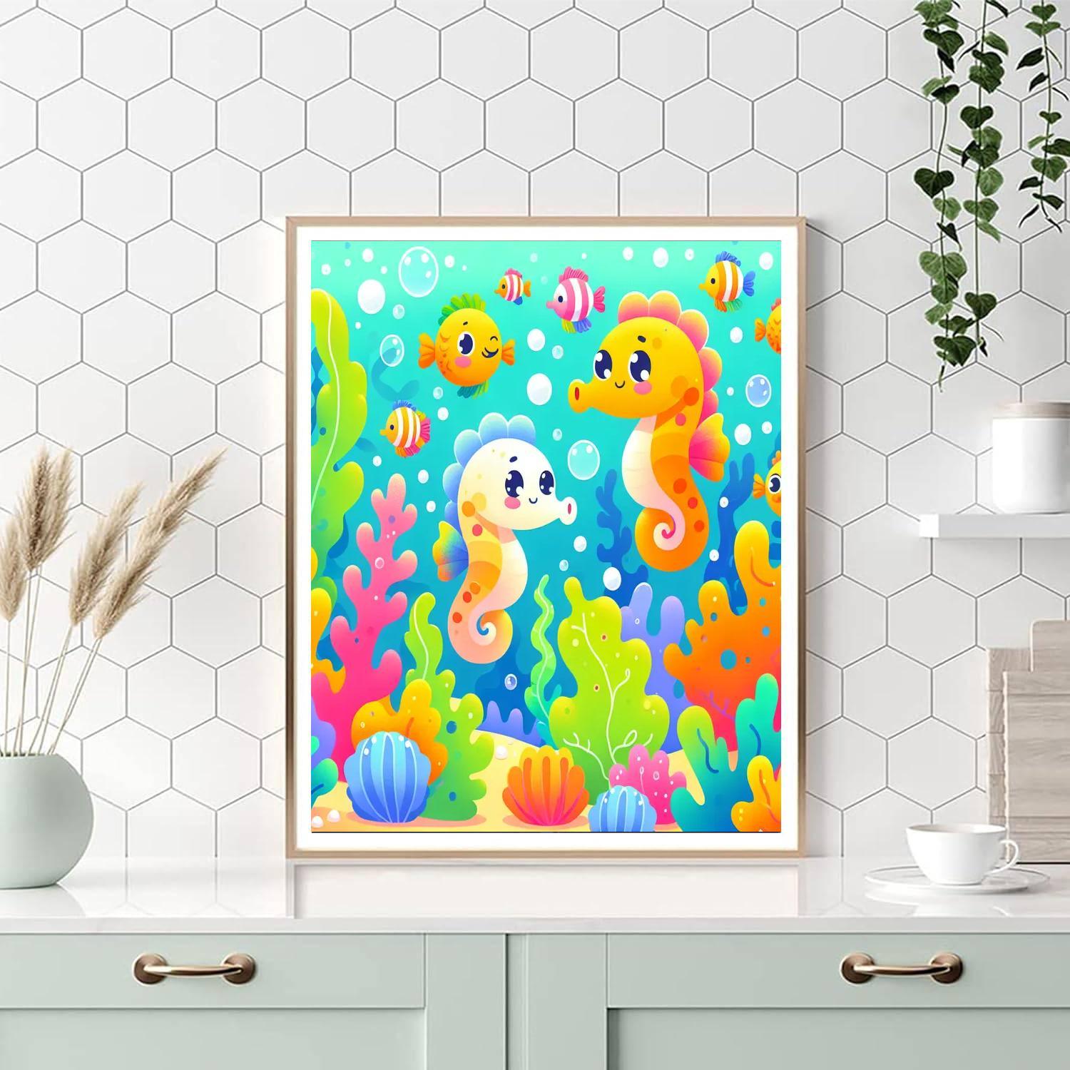 Splashy Seahorses Painting Number Kit