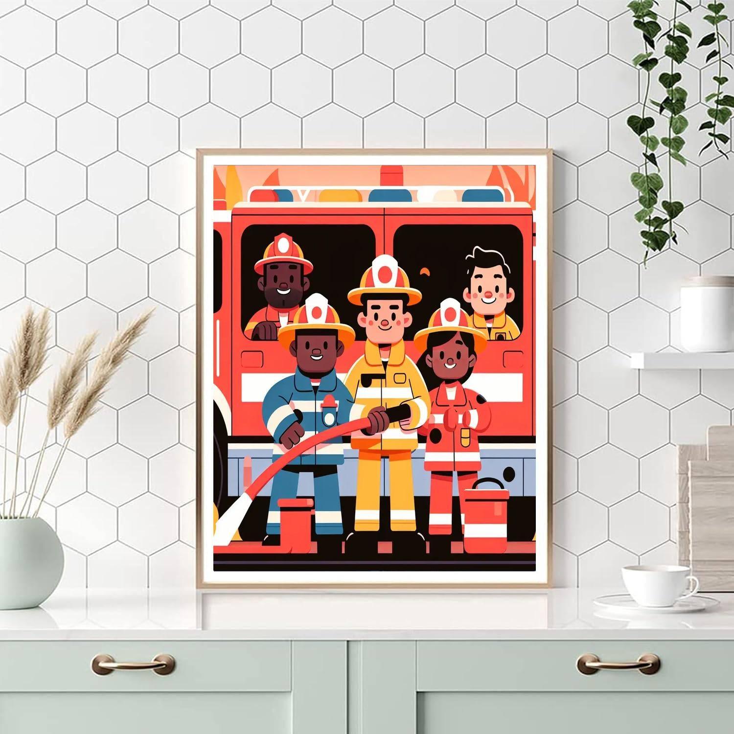 Heroic Firefighters To The Rescue Painting Number Kit